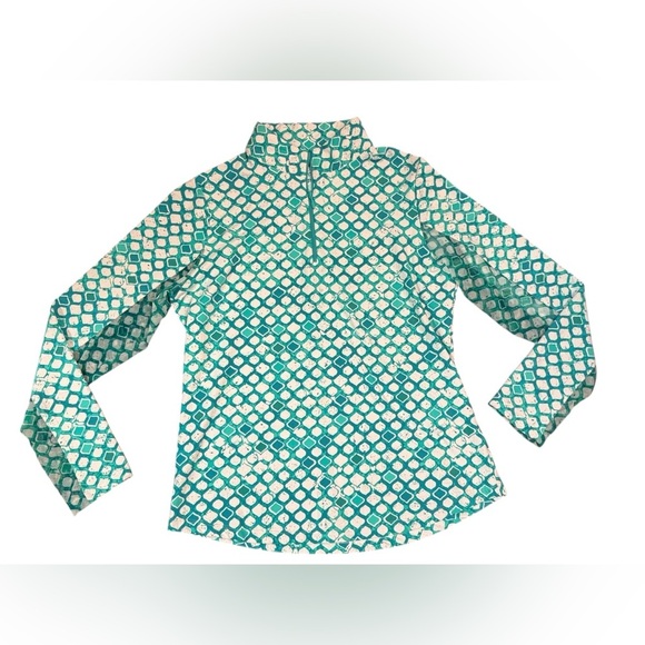 IBKUL Doreen Print Long Sleeve Mock Neck Top- Caribbean Tiles Size Medium UPF50 - Picture 3 of 7